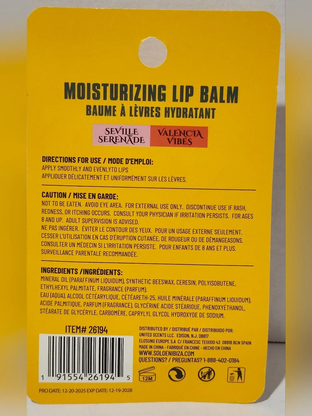 💋5/$Solo En Ibiza Moisturizing Lip Balm Duo - Seville Serenade & Valencia Vibes